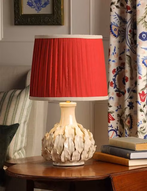 Joules Chatsworth Ceramic Table Lamp in Red and Beige