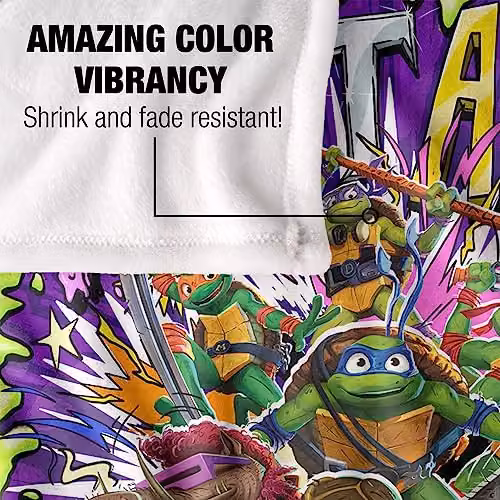 LOGOVISION Teenage Mutant Ninja Turtles Mutant Mayhem Turtle Vs Baddies Super Soft Microfibre Fleece Throw Blanket, Multicolour, W: 152 cm, D: 127 cm – 3