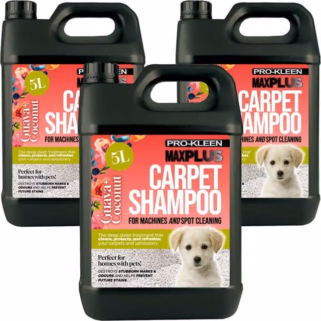 MAXPLUS Premium Carpet Shampoo for Homes with Pets, Guava Coconut, Black, 15kg