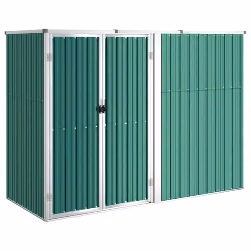 vidaXL Large Galvanised Steel Garden Tool Shed in Green, W/D/H: 225 x 161 x 89 cm