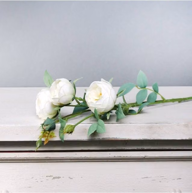 KDMD Tintagel Vintage Hedgerow Rose Spray in White, 2 Pack