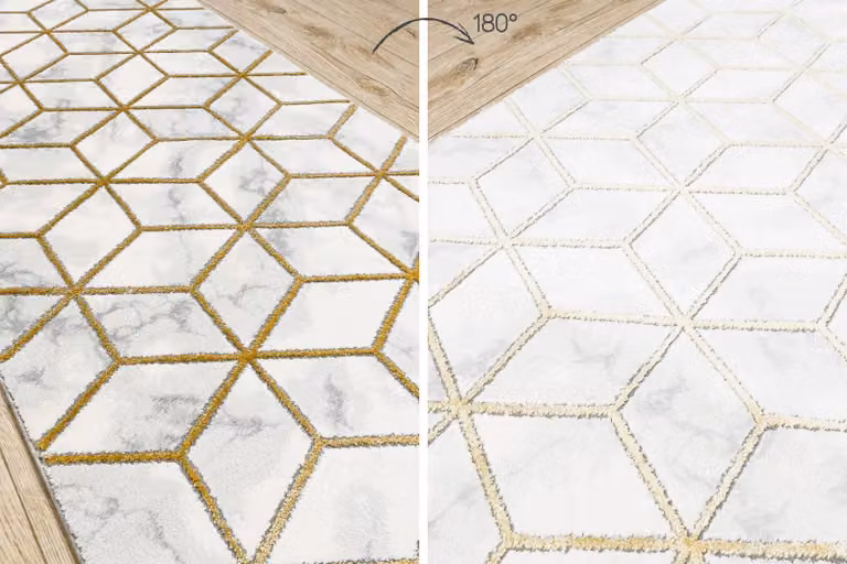 RugsX Exclusive Emerald Table Runner in Yellow and White, Geometric Art Deco Design, W/D/H: 100 x 250 cm
