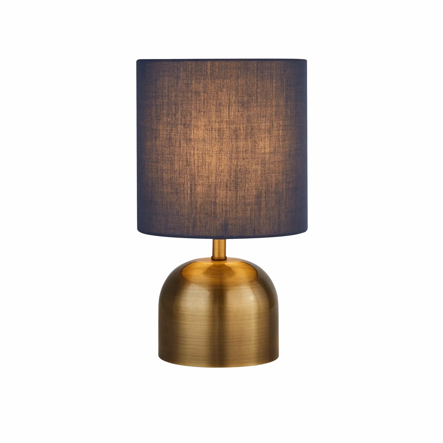 Lighting Collection Satin Brass Touch Table Lamp with Navy Blue Fabric Shade – 3