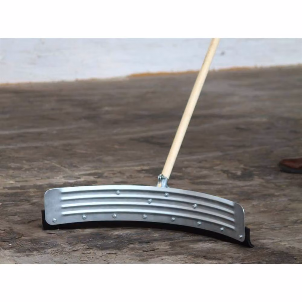 Faithfull Heavy-Duty Curved Yard Squeegee in Silver with Steel and Rubber Blades, 76.2 cm – 3