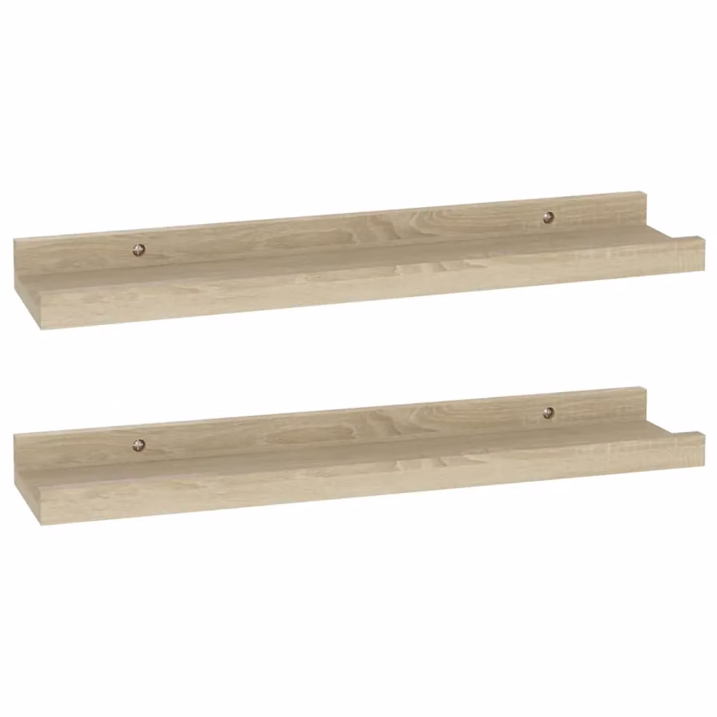 Berkfield Home Wall Mounted Shelves, 2 Piece Sonoma Oak in Brown, W: 40 cm, D: 9 cm, H: 3 cm – 2