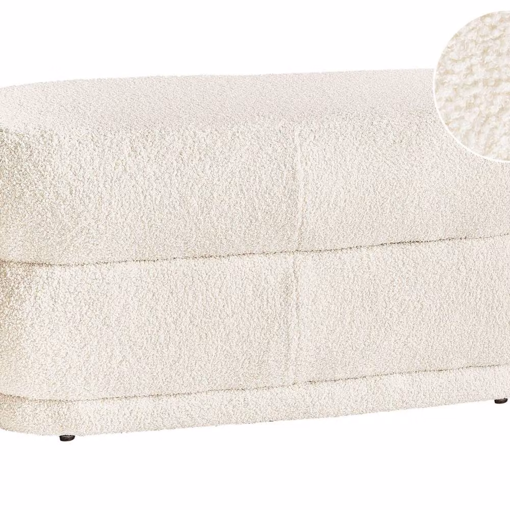 Wyld and Coco Off White Bouclé Upholstered Rectangular Bench and Footrest – 2