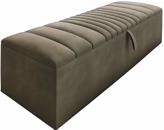Paradise Beds Saffar Ottoman Storage Blanket Box in Grey Velvet Fabric