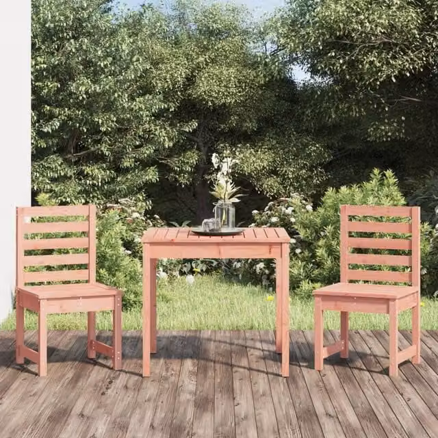 Berkfield Home 3 Piece Garden Bistro Set in Brown Solid Wood – 1