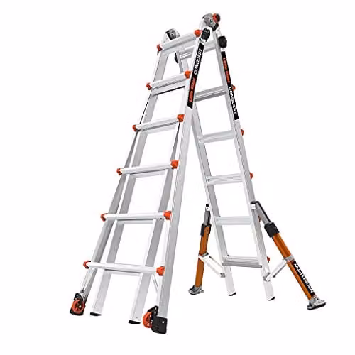 Little Giant Conquest All-Terrain Multi-purpose Ladder, 6 Treads, Silver – 1