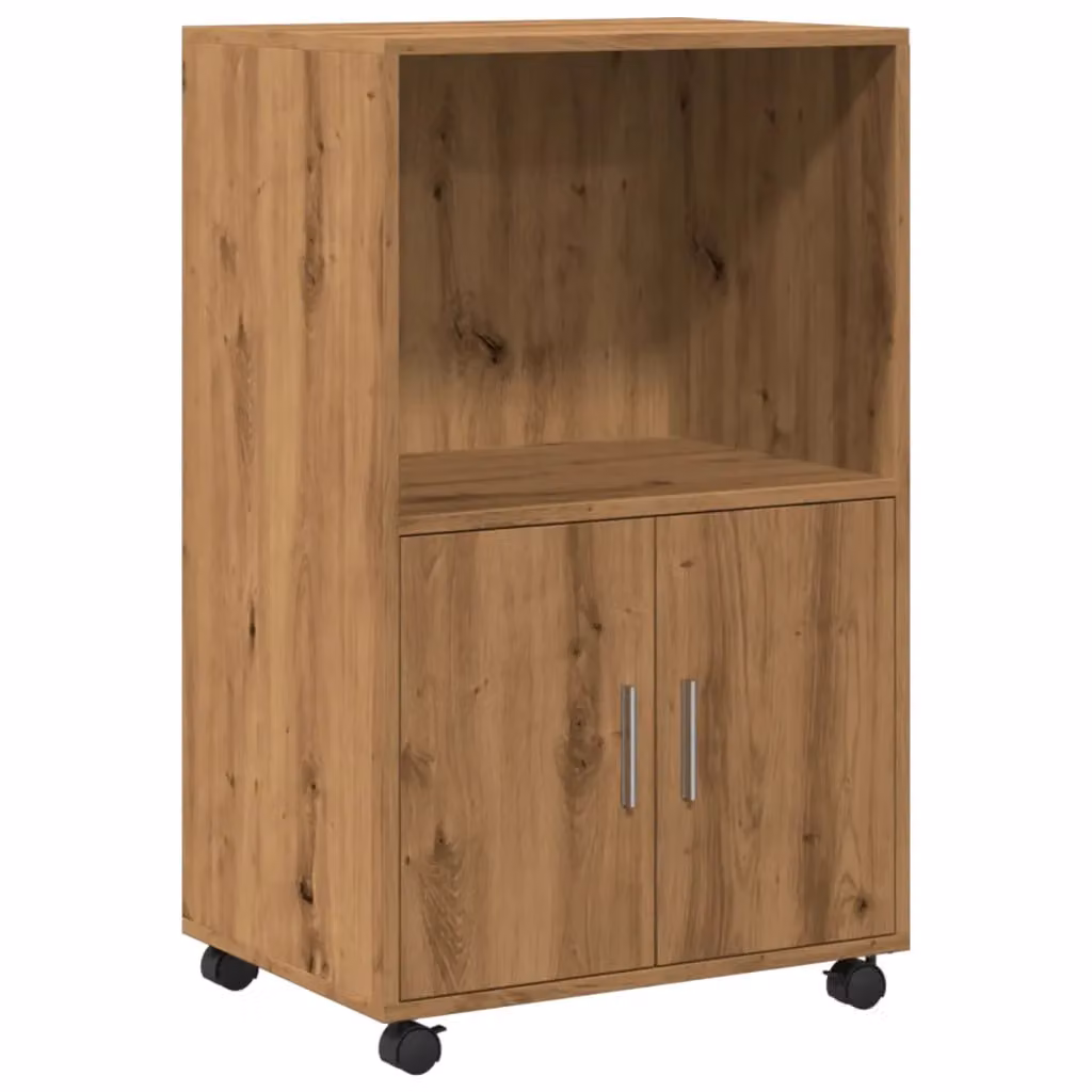 Berkfield Home Artisan Oak Rolling Cabinet in Brown, W/D/H: 55 x 40 x 91 cm – 2