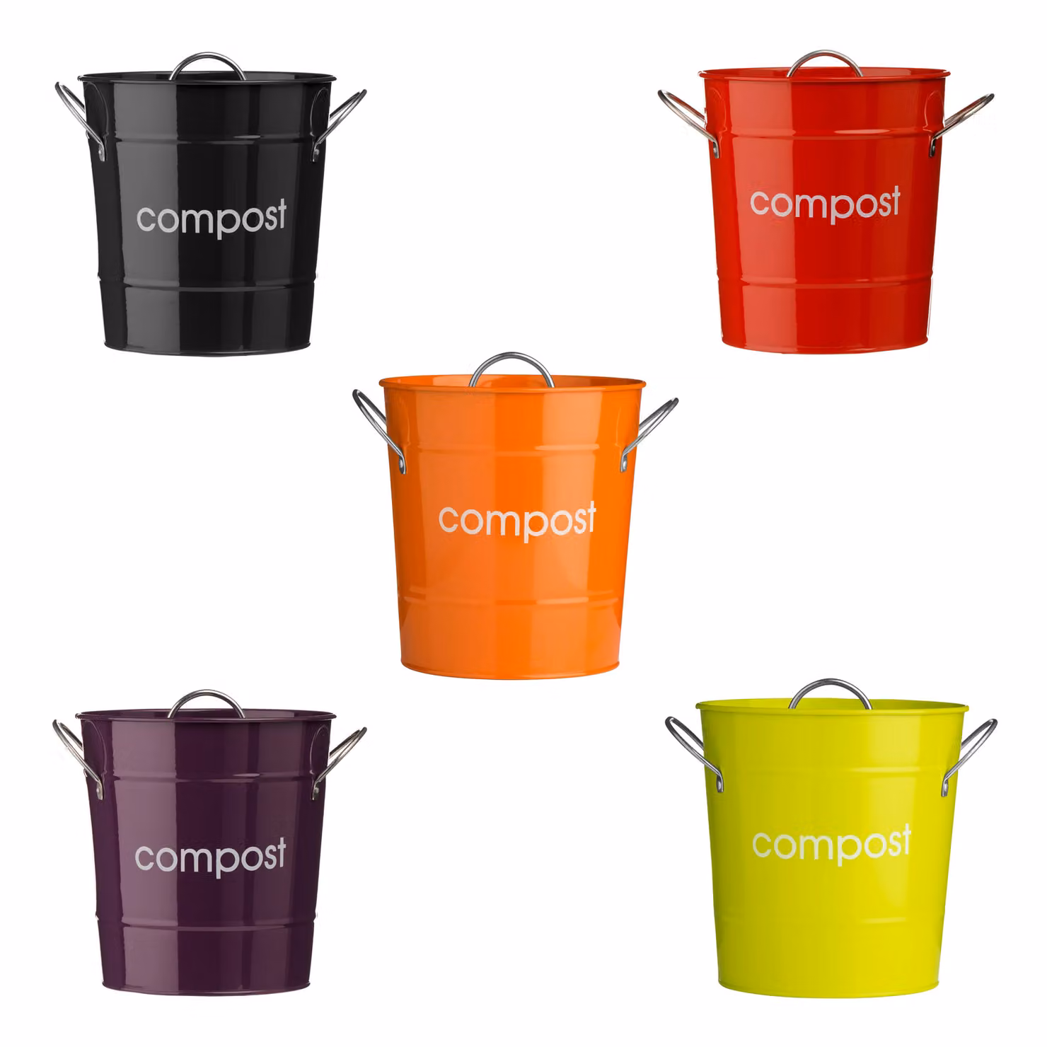 Orsina Compact Steel Compost Bin with Flip Lid and Removable Inner Bucket in Purple and White – 2