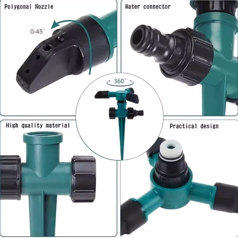 FLAVORA 360 Degree Rotating Garden Water Sprinkler in Green with Adjustable Sector – 2