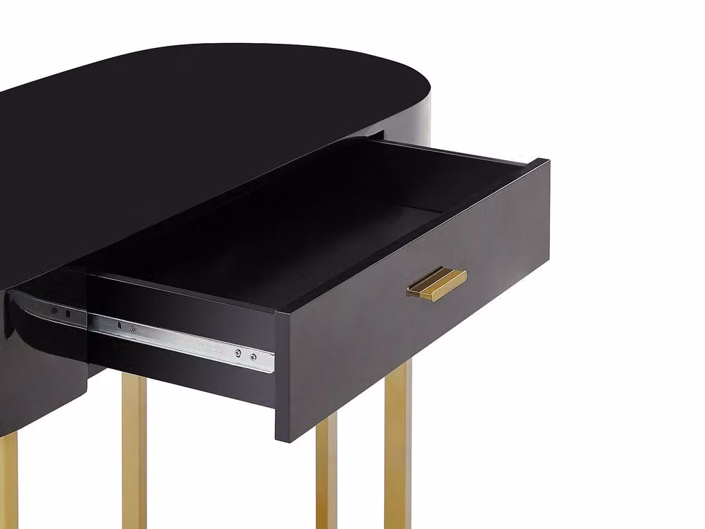 Vente-unique Art Deco Console Desk with 1 Drawer in Black and Gold, Lacquered MDF and Metal – 3