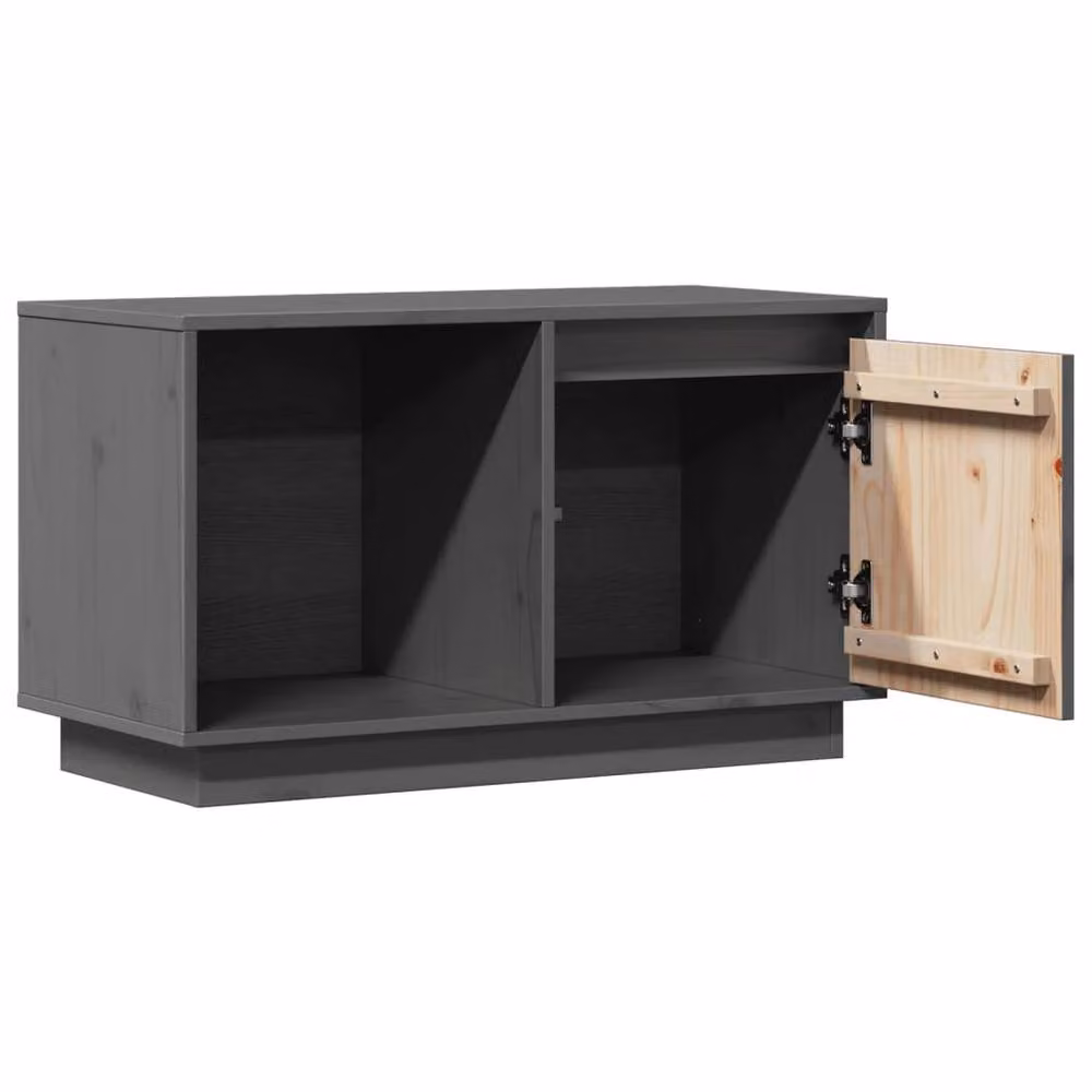 Berkfield Home Rustic Grey Solid Wood Pine TV Cabinet W/D/H: 74 x 35 x 44 cm – 5