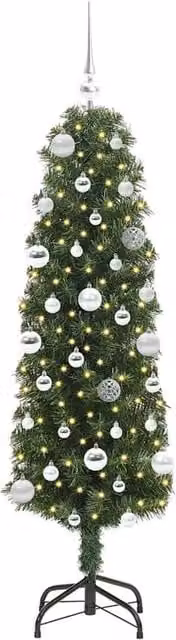 Berkfield Home Green Artificial Christmas Tree with 150 Warm White LEDs and Stand – 1