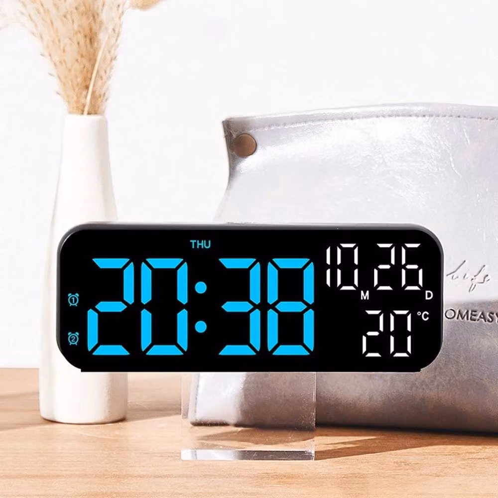NESTLUNE LED Digital Alarm Clock in Black, W: 100 cm, H: 15 cm, D: 15 cm – 4