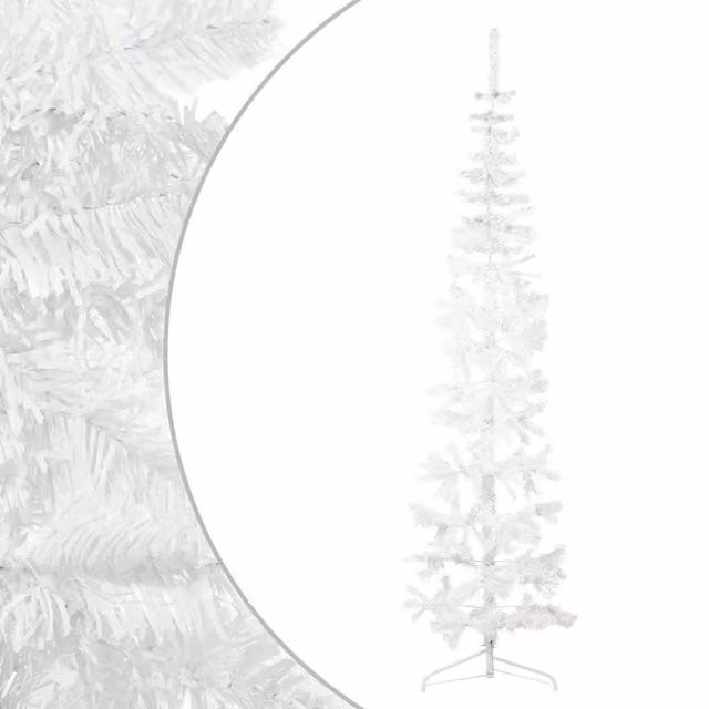 Berkfield Home Slim Artificial Half Christmas Tree with Stand, White, Height: 210 cm