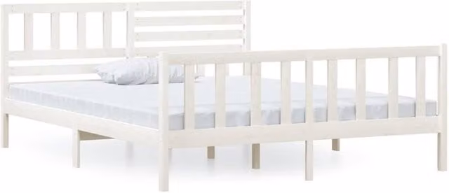 Berkfield Home White Solid Pine Wood Bed Frame, W/D/H: 120 x 200 x 70 cm