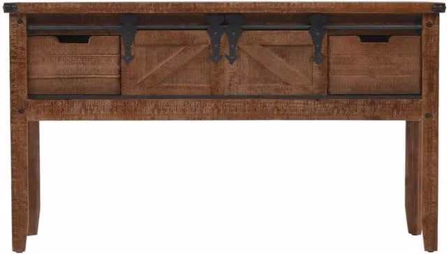 Berkfield Home Solid Fir Wood Console Table, Brown, W: 131 cm, D: 35.5 cm, H: 75 cm – 1