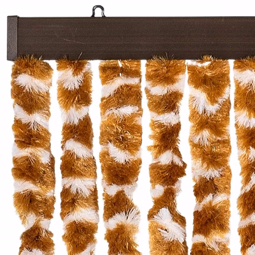 Berkfield Home Chenille Fly Curtain in Yellow and White, W/H: 90 x 200 cm – 3