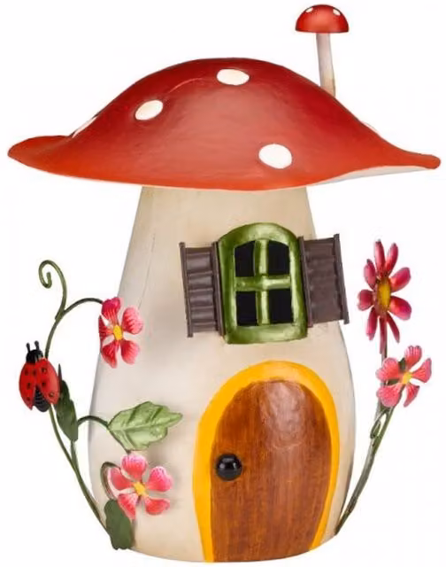 Garden Mile Red and White Metal Mushroom Garden Ornament