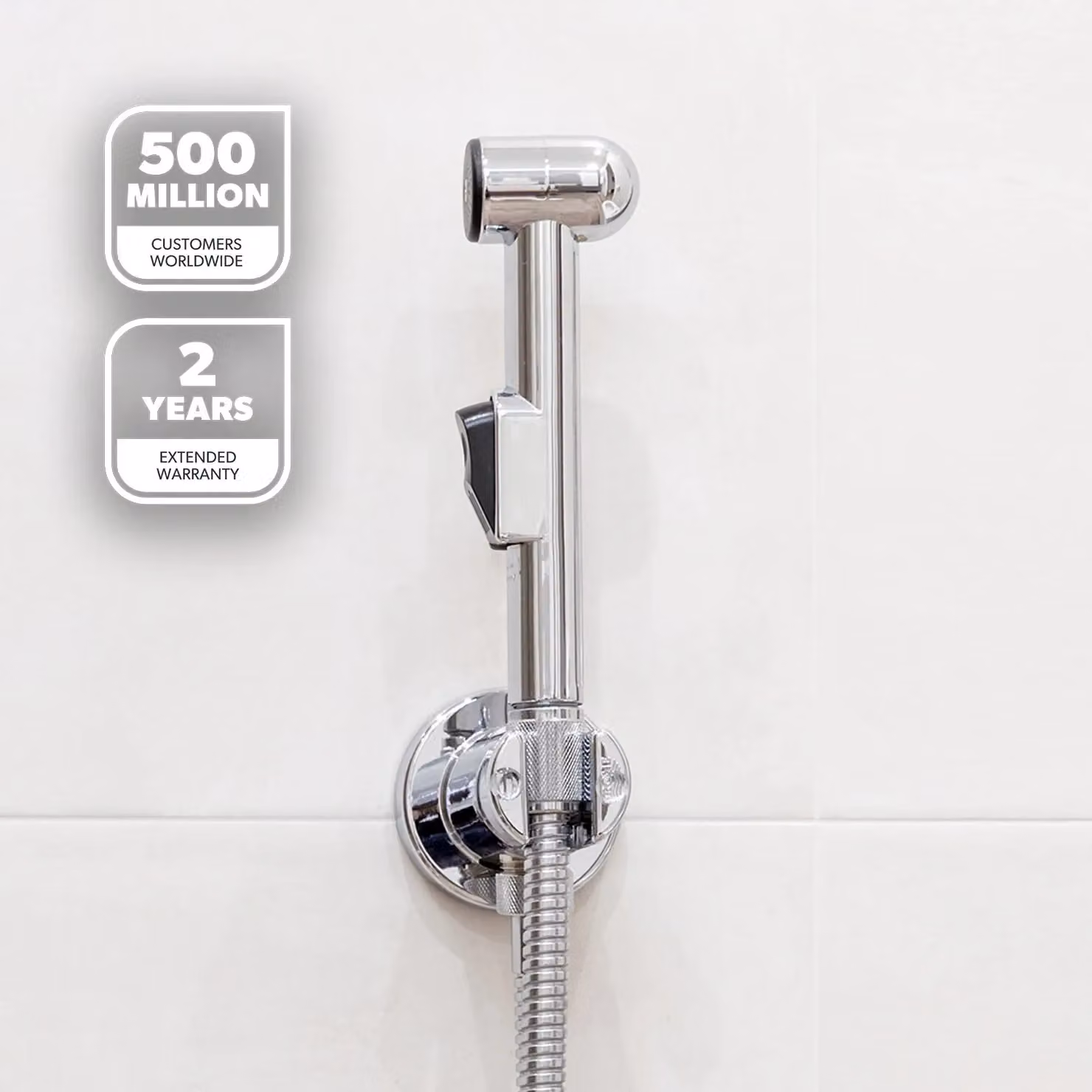 Geepas Hand Held Toilet Bidet Sprayer in Metallic Silver with Brass Wall Mounted Design – 2