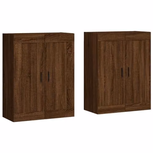 vidaXL Set of 2 Modern Wall Mounted Cabinets in Brown Oak Finish, W/D/H: 90.0 x 26.25 x 69.5 cm – 1