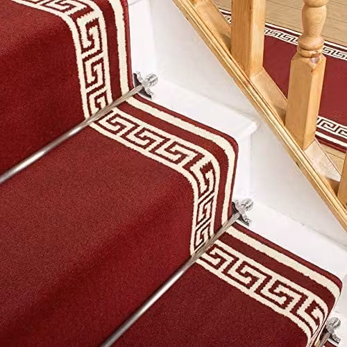 runrug Soft and Comfortable Stair Runner in Red, W: 60 cm, L: 690 cm – 4