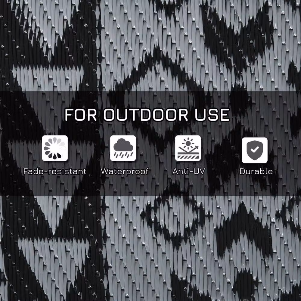 NESTLUNE Reversible Waterproof Outdoor Garden Rug in Grey, UV-Resistant Polypropylene, W/D/H: 100 x 100 x 100 cm – 2