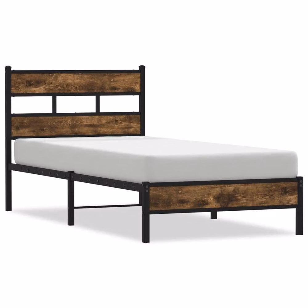 Berkfield Home Elegant Bed Frame with Headboard in Sonoma Oak and Brown, W/D/H: 80 x 190 x 91.5 cm – 3
