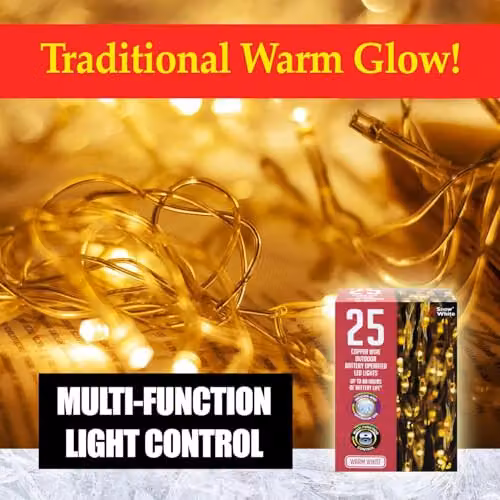 VFM e-Store Outdoor Copper Wire Christmas Lights in White (25 LEDs) – 6