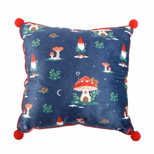 Something Different Wholesale Gnome Sweet Gnome Square Cushion in Blue, 35 x 35 cm