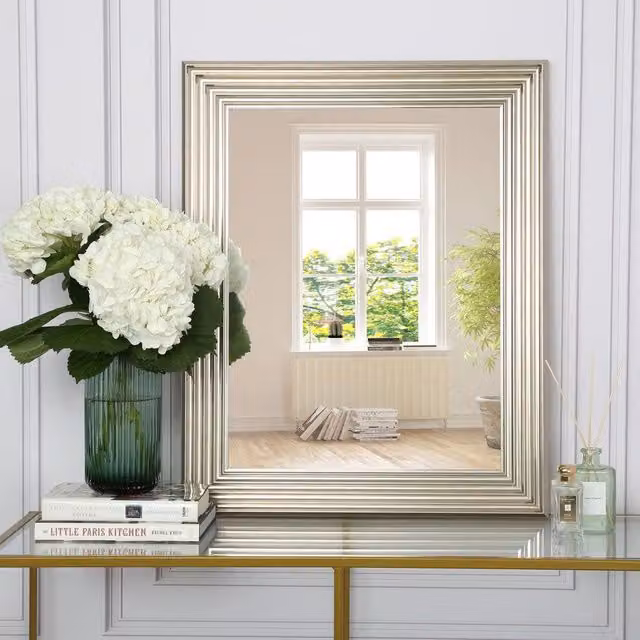 Home Garden Direct Medea Rectangular Wall Mirror in Silver, W: 76 cm, H: 61 cm, D: 1 cm – 2
