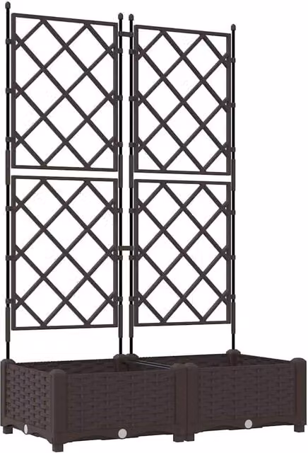 Berkfield Home Garden Planter with Trellis, 2 Piece, Brown, W: 80 cm, D: 40 cm, H: 125.5 cm