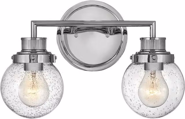 Netlighting Hinkley Poppy Grey Bathroom Wall Lamp with Polished Chrome and Transparent Glass Sphere, IP44
