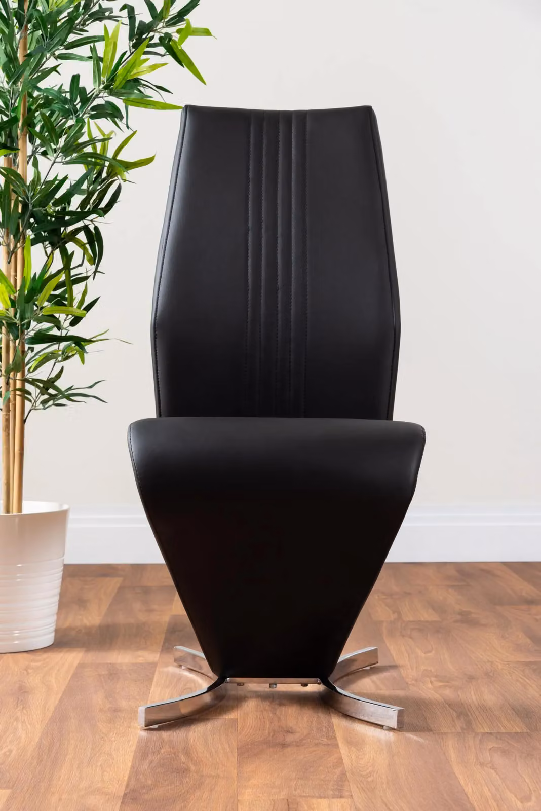 FurnitureboxUK Elina White Marble Effect Round Dining Table and 2 Black Willow Faux Leather Chairs – 2