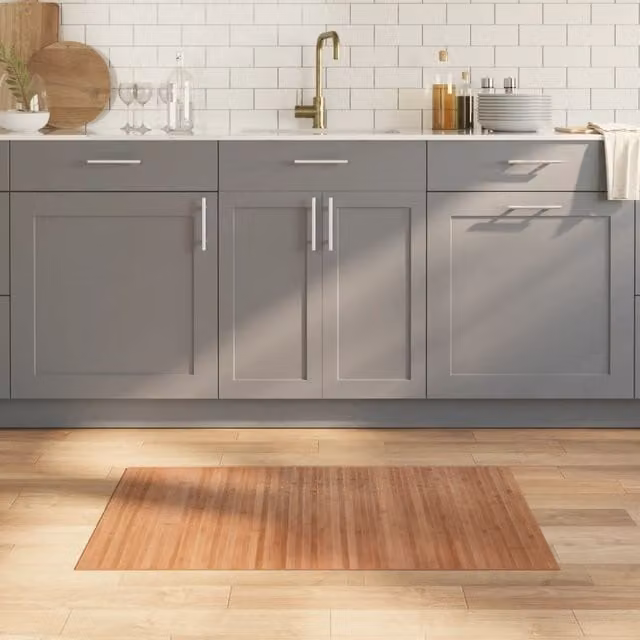 Berkfield Home Nature Rectangular Bamboo Rug in Brown, W: 60 cm, L: 100 cm