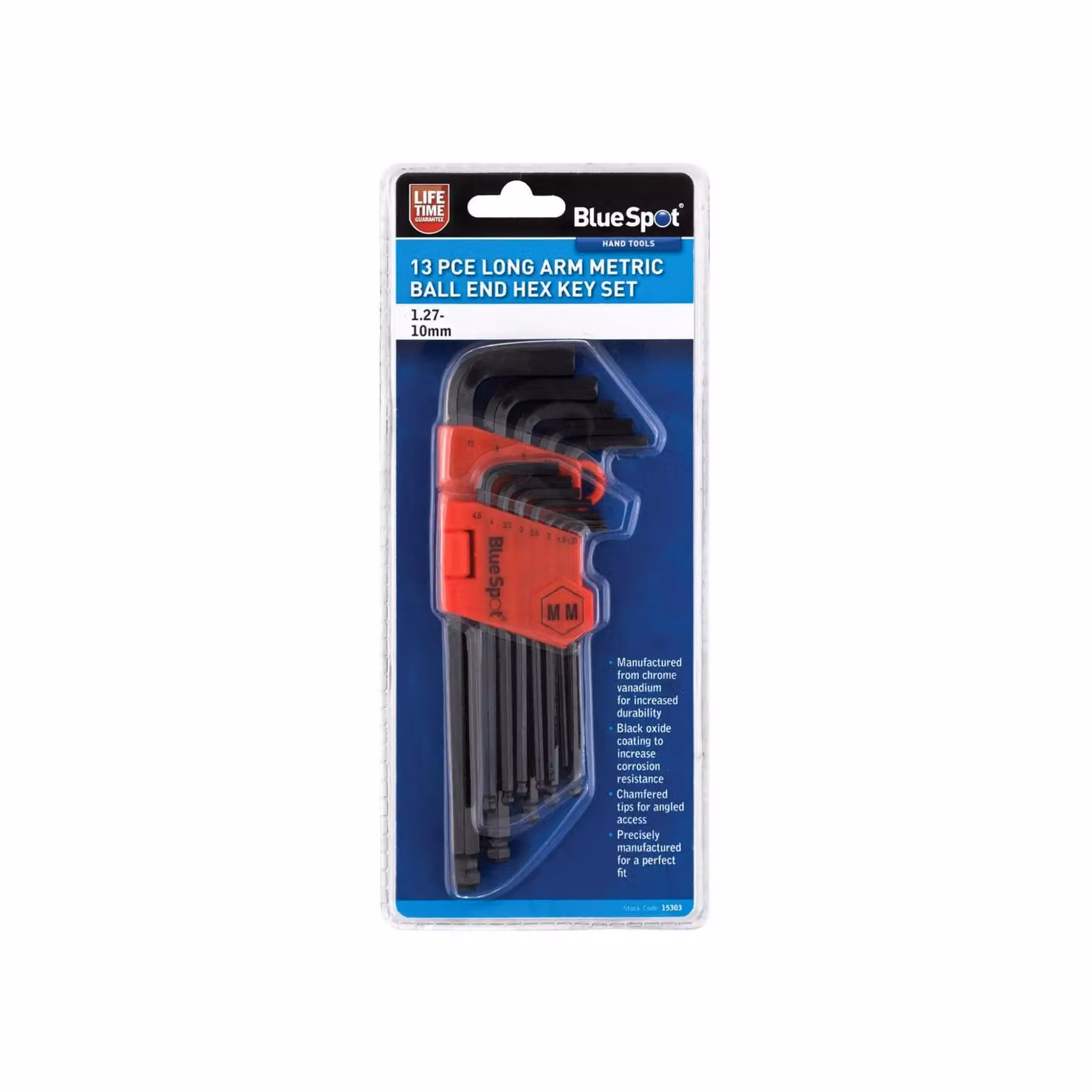 Bluespot Tools 13 Piece Long Arm Ball End Hexagon Key Set in Black and Multicolour Chrome Vanadium – 2