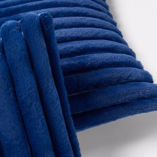 OHS Set of 2 Navy Blue Faux Fur Ribbed Square Cushion Covers, W/D/H: 45 x 45 x 45 cm – 4