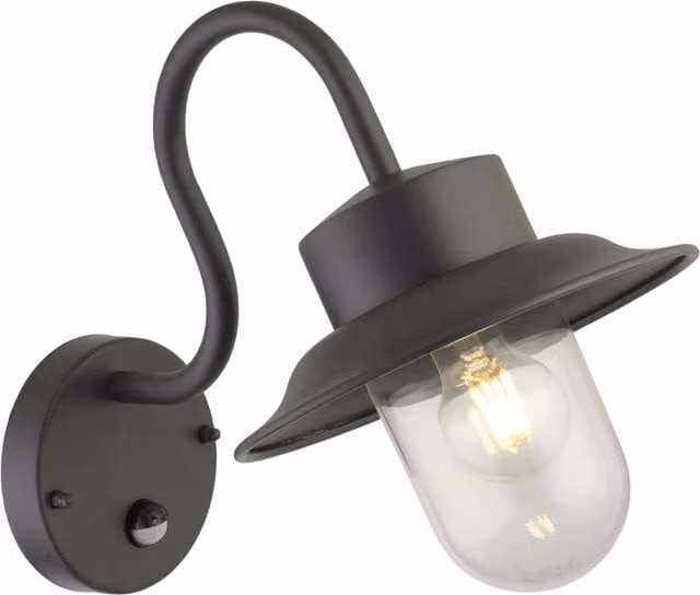 First Choice Lighting Montford Black Motion Sensor Outdoor Wall Light H: 36.5 cm, W: 23 cm, D: 13.5 cm – 1