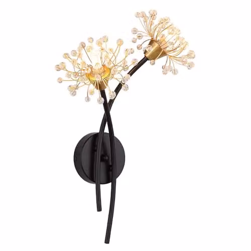 Globo Lighting Fiore Wall Lamp in Black and Gold with 2x G9 Bulbs, W/H: 32.5 x 44.5 cm – 2