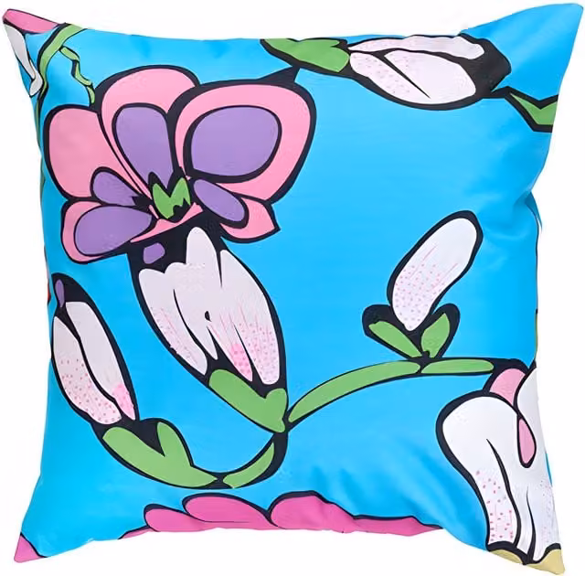 Gardenista Floral Printed Outdoor Square Scatter Cushion in Turquoise and Multicolour