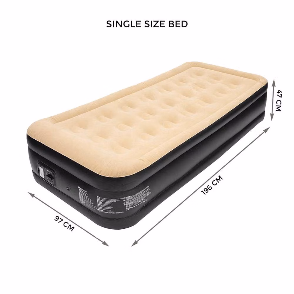 SPETLEK Single Inflatable Air Bed Mattress with Built-in Electric Pump, Beige, W/D/H: 90 x 200 cm – 2