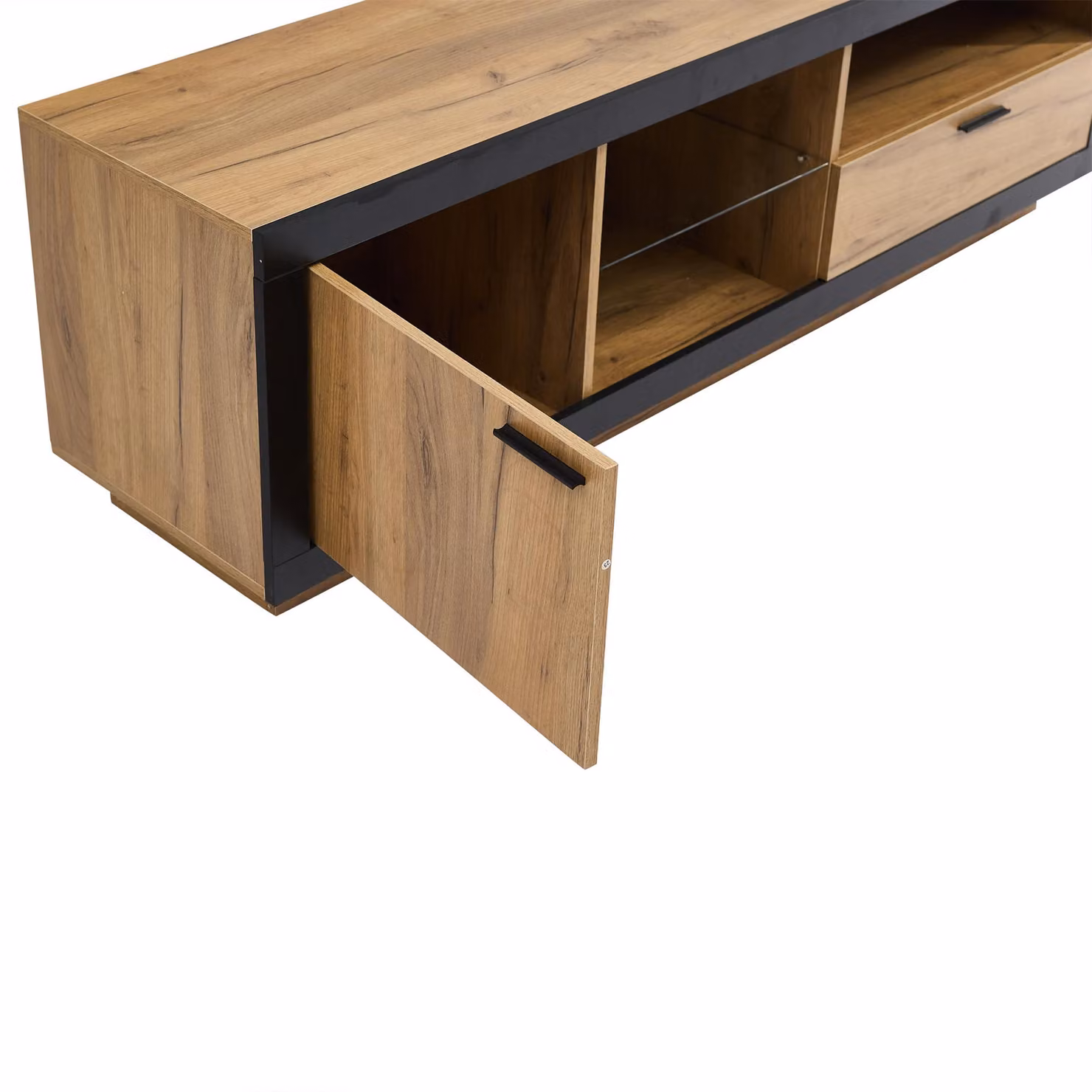 Aosom UK Modern Wood TV Cabinet with App-Controlled LED Lights and USB Power in Brown, W: 160 cm, D: 40 cm, H: 50 cm – 3