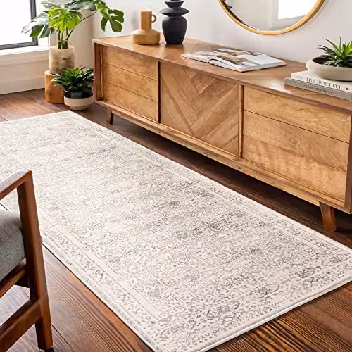 Livabliss Roma Vintage Boho Rug in Grey, Cream and Blue, W: 80 cm x L: 150 cm – 1