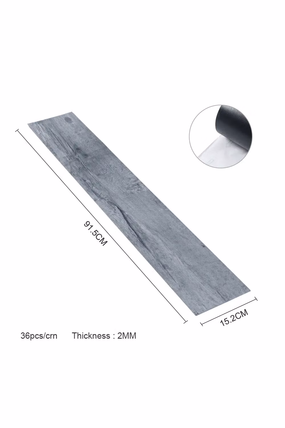 Living and Home Dark Grey Wood Effect Self Adhesive Flooring Planks, 36 Pieces, W: 91 cm – 2