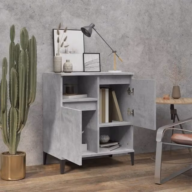 Berkfield Home Sideboard in Concrete Grey, W/D/H: 60 x 35 x 70 cm