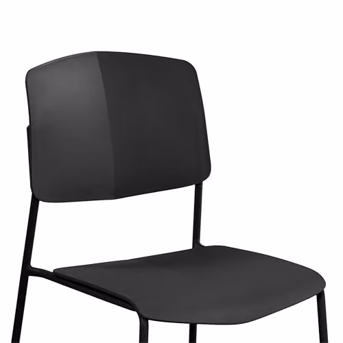 Core Products Academy Set of 2 Stackable Black Plastic Dining Chairs with Metal Legs – 4
