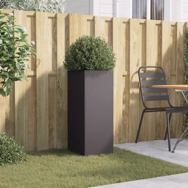 Berkfield Home Steel Planter Tub, Black, W/D/H: 32 x 29 x 75 cm