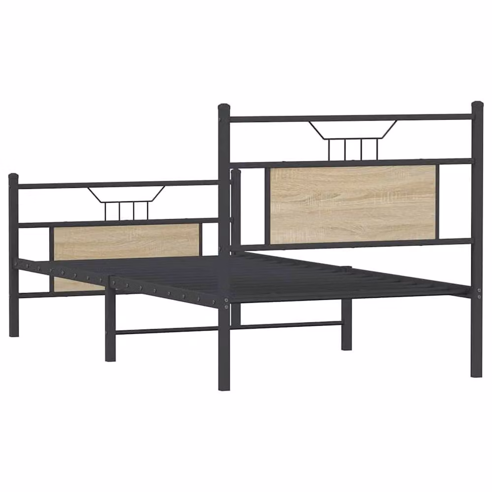 Berkfield Home Durable Single Bed Frame in Sonoma Oak and Brown, W/D/H: 90 x 190 cm – 4